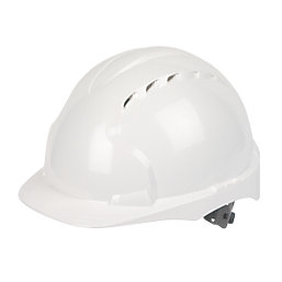 JSP EVO2 Mid Peak Slip-Ratchet Vented Safety Helmet White
