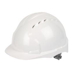 JSP EVO2 Mid Peak Slip-Ratchet Vented Safety Helmet White