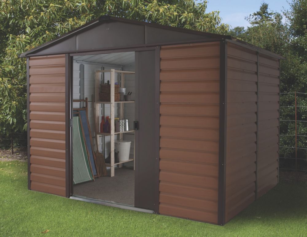Yardmaster  9' 6" x 6' (Nominal) Apex Shiplap Metal Shed Brown