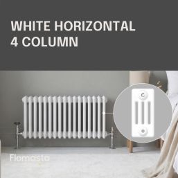 Flomasta 300mm x 785mm 2313BTU White Horizontal 4 Column Radiator