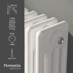 Flomasta 300mm x 785mm 2313BTU White Horizontal 4 Column Radiator