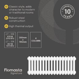 Flomasta 300mm x 785mm 2313BTU White Horizontal 4 Column Radiator