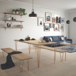 Rothley 3-Pin Hairpin Worktop Leg Polished Copper 710mm