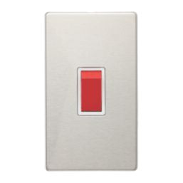 Contactum Lyric 45A 1-Gang DP Control Switch Brushed Steel  with White Inserts