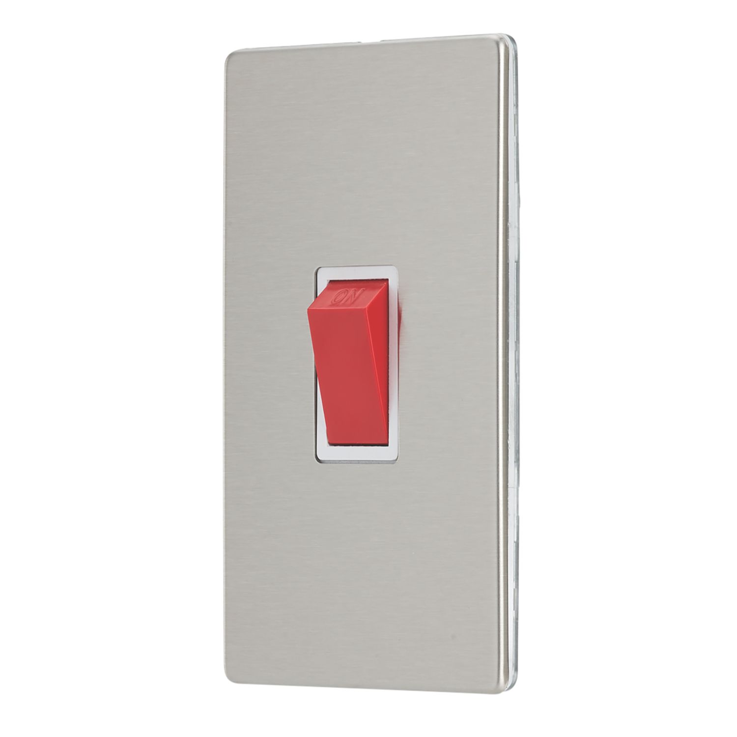 Contactum Lyric 45A 1-Gang DP Control Switch Brushed Steel with White Inserts (827RP)