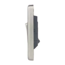 Hager Sollysta WRPS22BSB 10AX 2-Gang 2-Way Light Switch  Brushed Steel with Black Inserts
