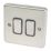 Hager Sollysta WRPS22BSB 10AX 2-Gang 2-Way Light Switch  Brushed Steel with Black Inserts