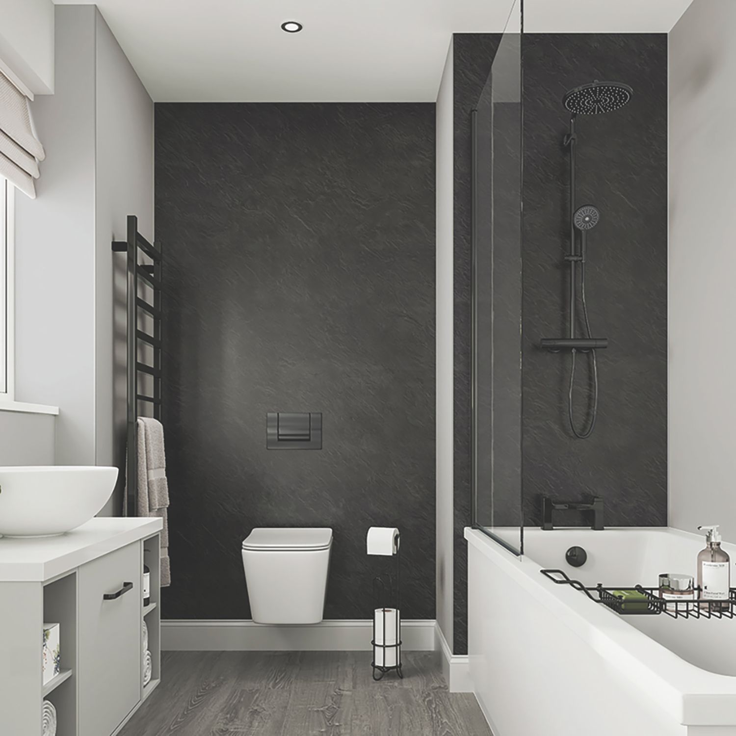 Multipanel Unlipped Bathroom Waterproof Wall Panel Matt Riven Slate 2400mm x 1200mm x 11mm (828CG)