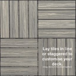 Apollo Grey Composite Interlocking Decking Tiles 24mm x 0.3m x 0.3m 9 Pack