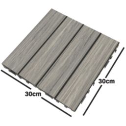 Apollo Grey Composite Interlocking Decking Tiles 24mm x 0.3m x 0.3m 9 Pack