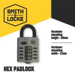 Smith & Locke  Water-Resistant  Combination  Padlock Grey 22mm