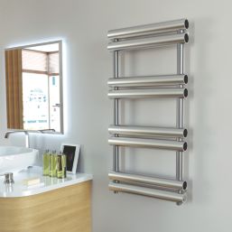 Time 990mm x 500mm 1994BTU Silver Flat Designer Towel Radiator