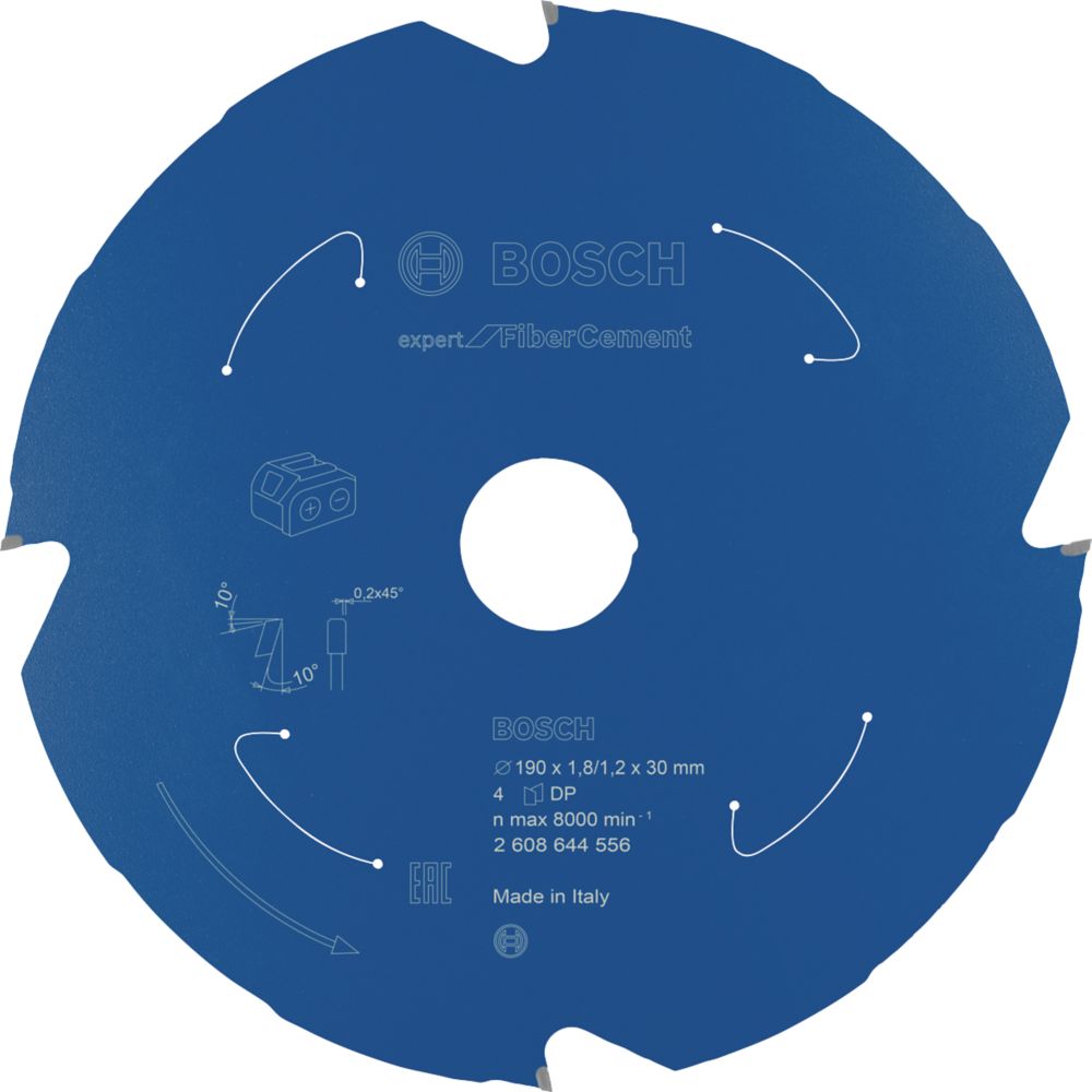 Bosch Expert Fibre Cement Circular Saw Blade 190mm x 30mm 4T Screwfix