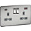 Knightsbridge  13A 2-Gang DP Switched Socket + 2.25A 45W 2-Outlet Type A & C USB Charger Brushed Chrome with Grey Inserts