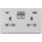 Knightsbridge  13A 2-Gang DP Switched Socket + 2.25A 45W 2-Outlet Type A & C USB Charger Brushed Chrome with Grey Inserts