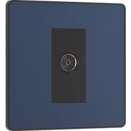 British General Evolve 1-Gang Coaxial TV / FM Socket Blue with Black Inserts