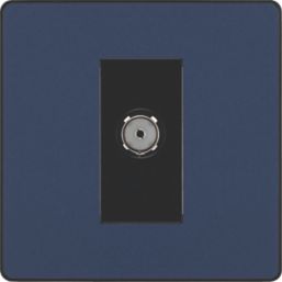 British General Evolve 1-Gang Coaxial TV / FM Socket Blue with Black Inserts
