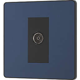 British General Evolve 1-Gang Coaxial TV / FM Socket Blue with Black Inserts