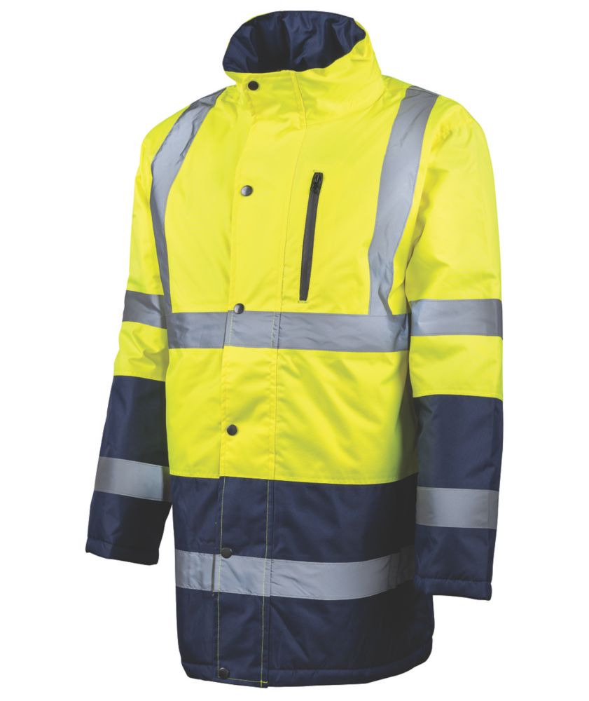 Tough Grit HiVis Waterproof Jacket Yellow / Navy Medium 51" Chest