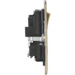 Knightsbridge  13A 2-Gang DP Switched Double Socket Polished Brass  with Black Inserts