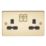 Knightsbridge  13A 2-Gang DP Switched Double Socket Polished Brass  with Black Inserts