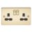 Knightsbridge FPR9000PB 13A 2-Gang DP Switched Double Socket Polished Brass  with Black Inserts