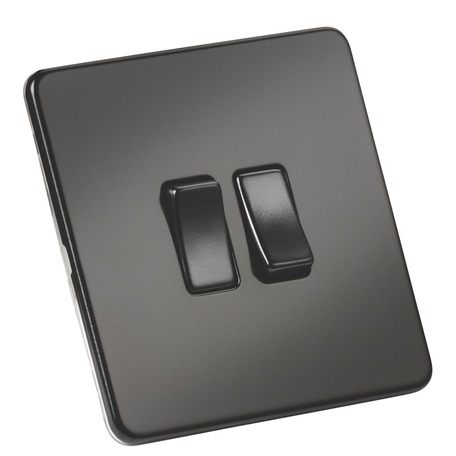 Knightsbridge 10AX 2-Gang 2-Way Light Switch Matt Black (828VF)