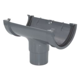 FloPlast MiniFlo uPVC Half Round Running Outlet Anthracite Grey 76mm x 50mm
