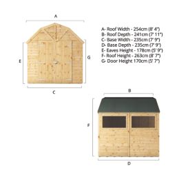 Mercia Dutch Barn 7' 6" x 7' 6" (Nominal) Barn-Style Shiplap T&G Timber Shed
