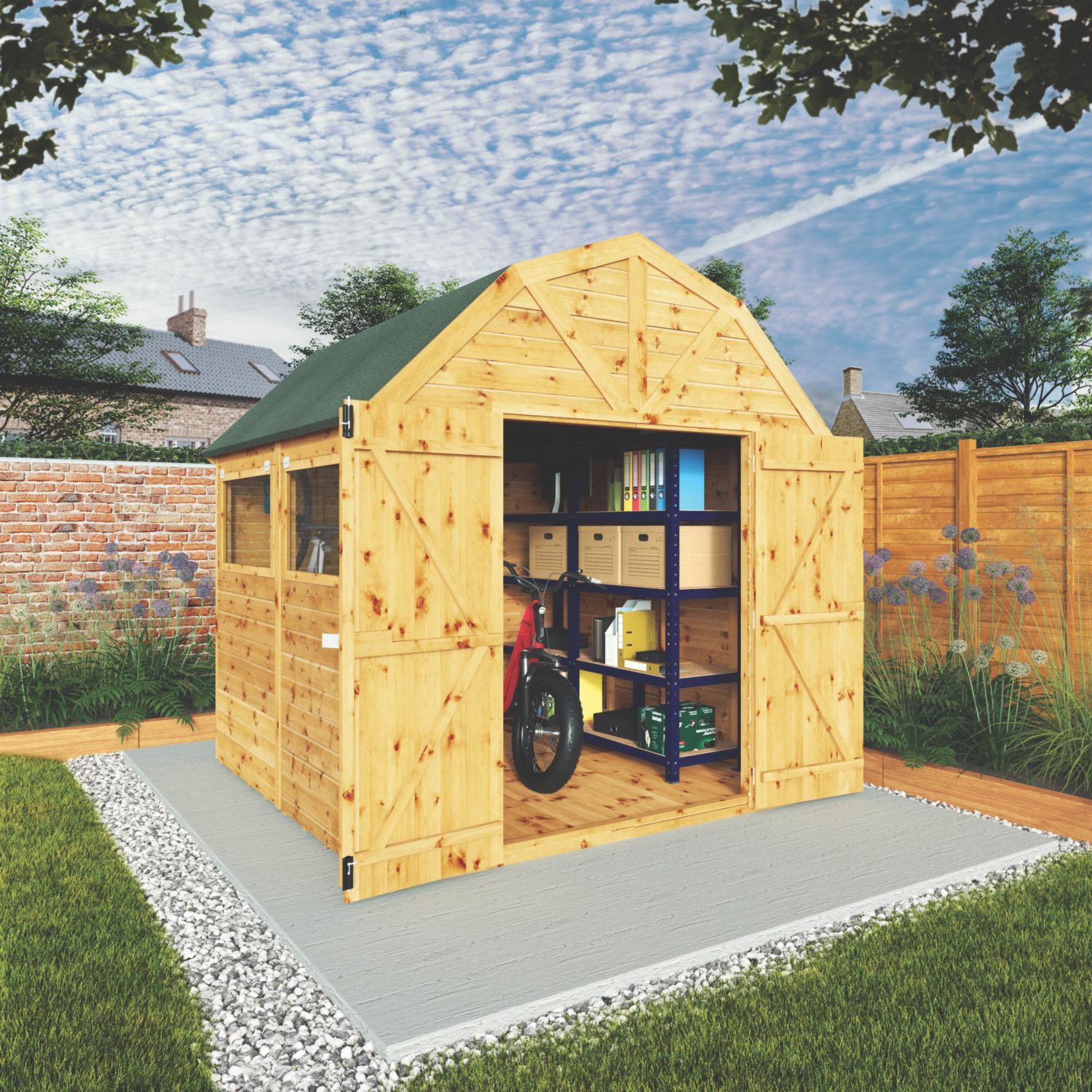 Mercia Dutch Barn 7' 6" x 7' 6" (Nominal) Barn-Style Shiplap T&G Timber Shed (828YL)