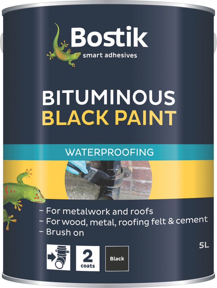 Bostik Waterproofing Bituminous Paint Black Silk 5Ltr - Screwfix