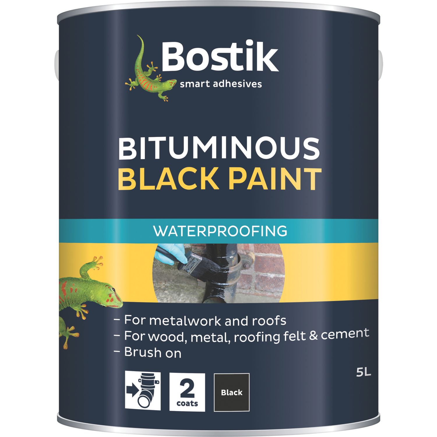 Bostik 5Ltr Black Silk Waterproofing Wood & Metal Paint (82914)