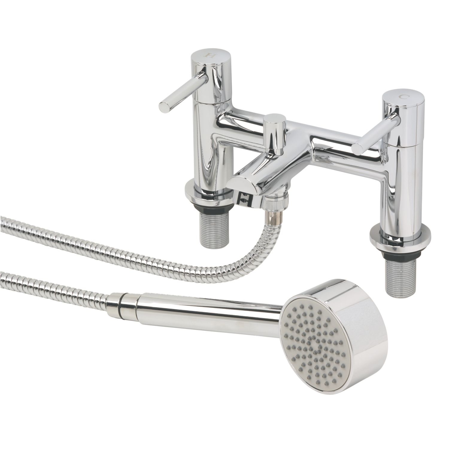 Swirl Essential Deck Mounted Dual Lever Bath/Shower Mixer Bathroom Tap Chrome (82931)