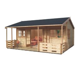Shire Kingswood 19' 6" x 17' 6" (Nominal) Reverse Apex Timber Log Cabin with Assembly