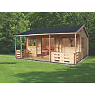 Shire Kingswood 19' 6" x 17' 6" (Nominal) Reverse Apex Timber Log Cabin with Assembly