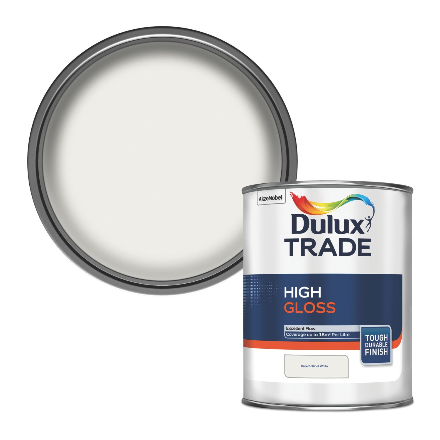 Dulux Trade 1Ltr Pure Brilliant White High Gloss Solvent-Based Trim Paint (82973)