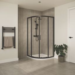Essentials Framed Quadrant Shower Enclosure  Matt Black 900mm x 900mm x 1850mm