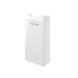 Ohio 1-Door Cloakroom Vanity Unit with Ceramic Basin Gloss White 410mm x 220mm x 830mm