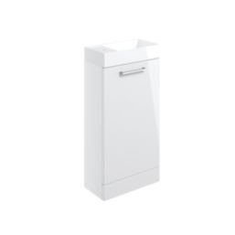 Ohio 1-Door Cloakroom Vanity Unit with Ceramic Basin Gloss White 410mm x 220mm x 830mm