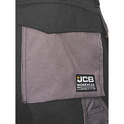 JCB Trade Plus Rip-Stop Work Trousers Black / Grey 30" W 32" L