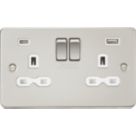 Knightsbridge  13A 2-Gang SP Switched Socket + 4.0A 20W 2-Outlet Type A & C USB Charger Pearl with White Inserts