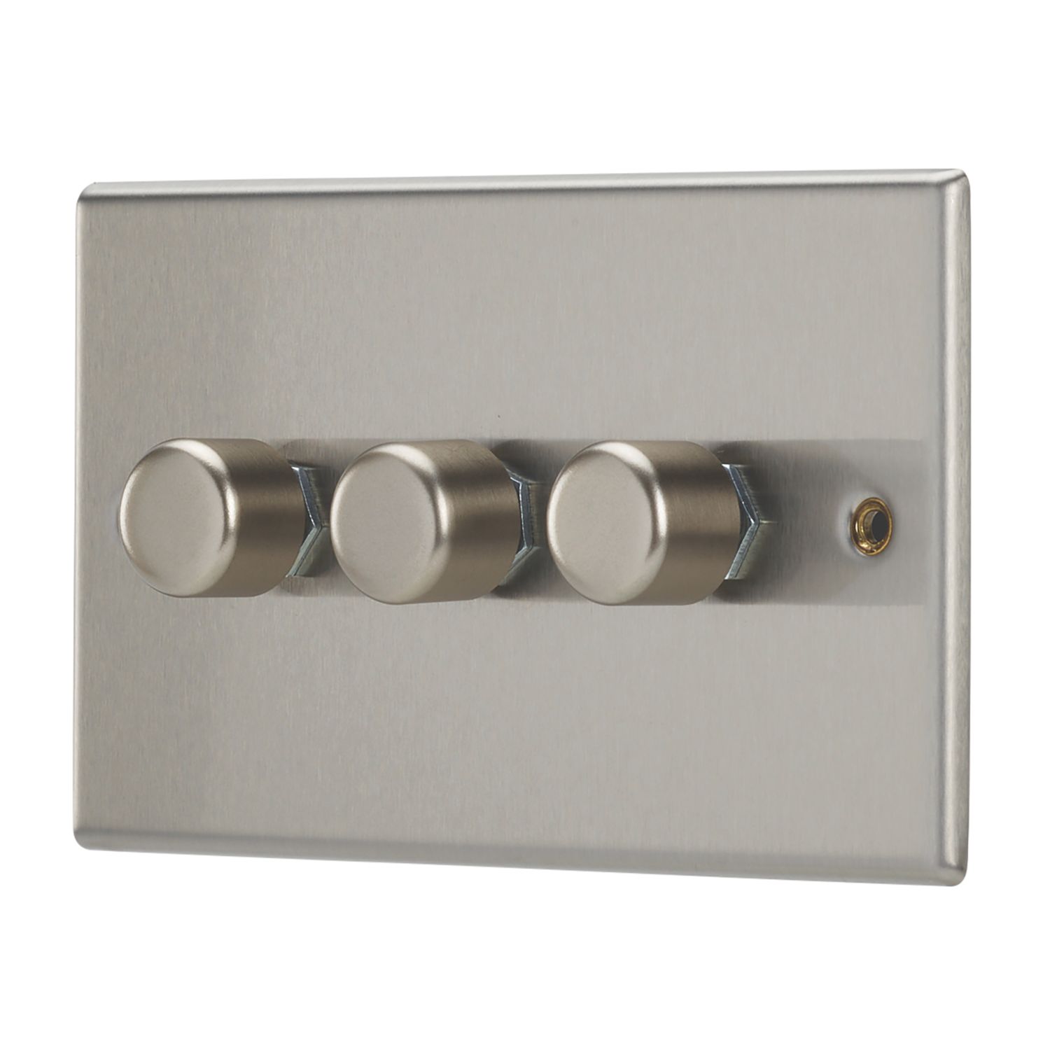Contactum iConic 3-Gang 2-Way LED Dimmer Switch Brushed Steel (829RR)
