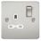 Knightsbridge  13A 1-Gang DP Switched Single Socket Brushed Chrome  with White Inserts