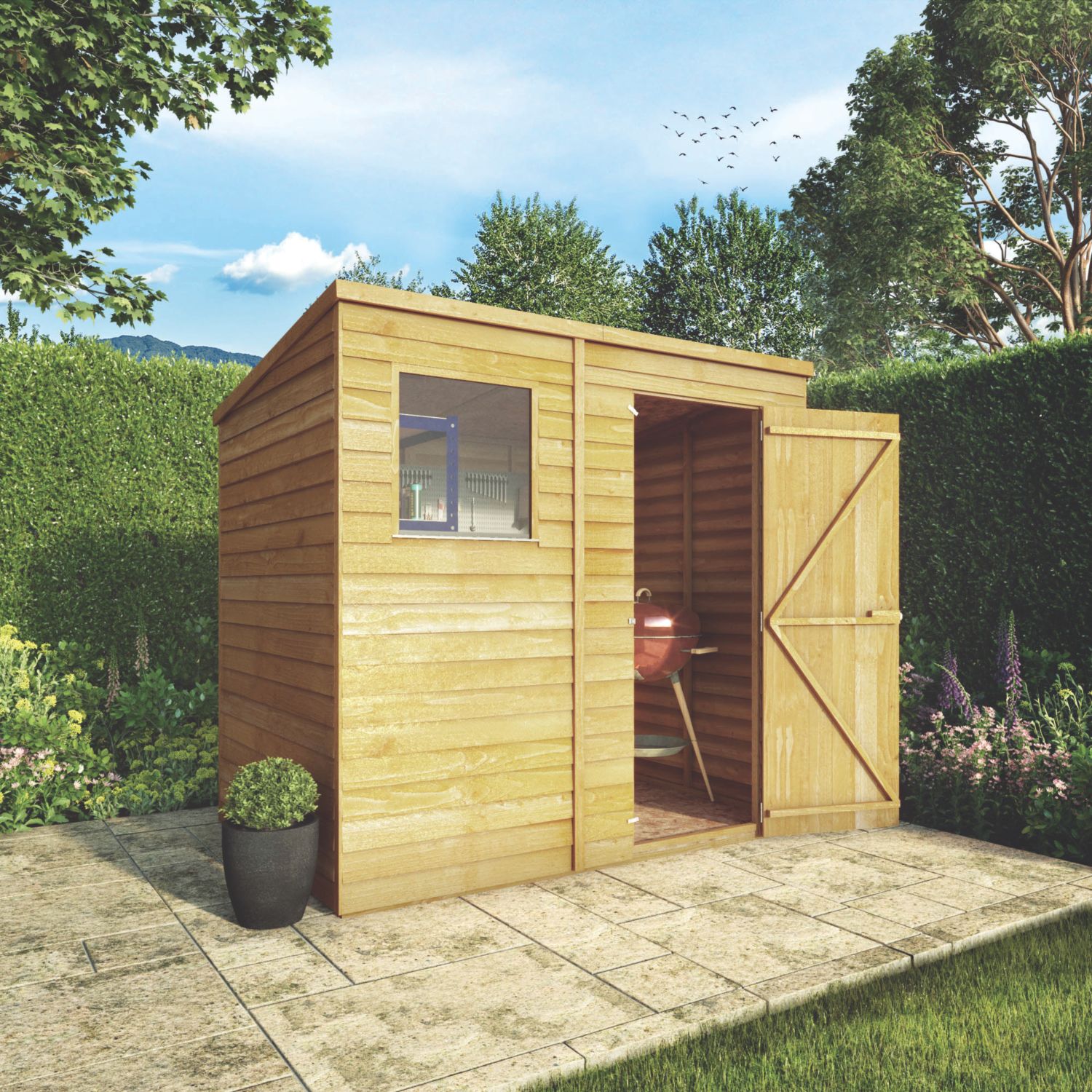 Mercia 7' x 5' (Nominal) Pent Overlap Timber Shed (829YL)
