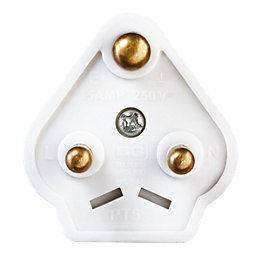 British General  5A Unfused Round Pin Plug White