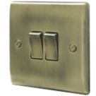 British General Nexus Metal 10AX 2-Gang 2-Way Light Switch  Antique Brass