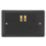 Varilight  13A 2-Gang 2-Pole Switched Socket Georgian Black  with Black Inserts
