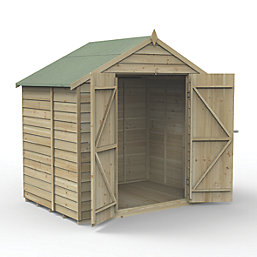 Forest 4Life 7' x 5' (Nominal) Apex Overlap Timber Shed with Base & Assembly