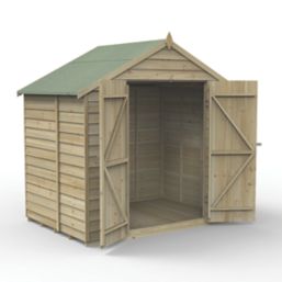 Forest 4Life 7' x 5' (Nominal) Apex Overlap Timber Shed with Base & Assembly