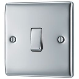 British General Nexus Metal 10AX 1-Gang 2-Way Light Switch  Polished Chrome